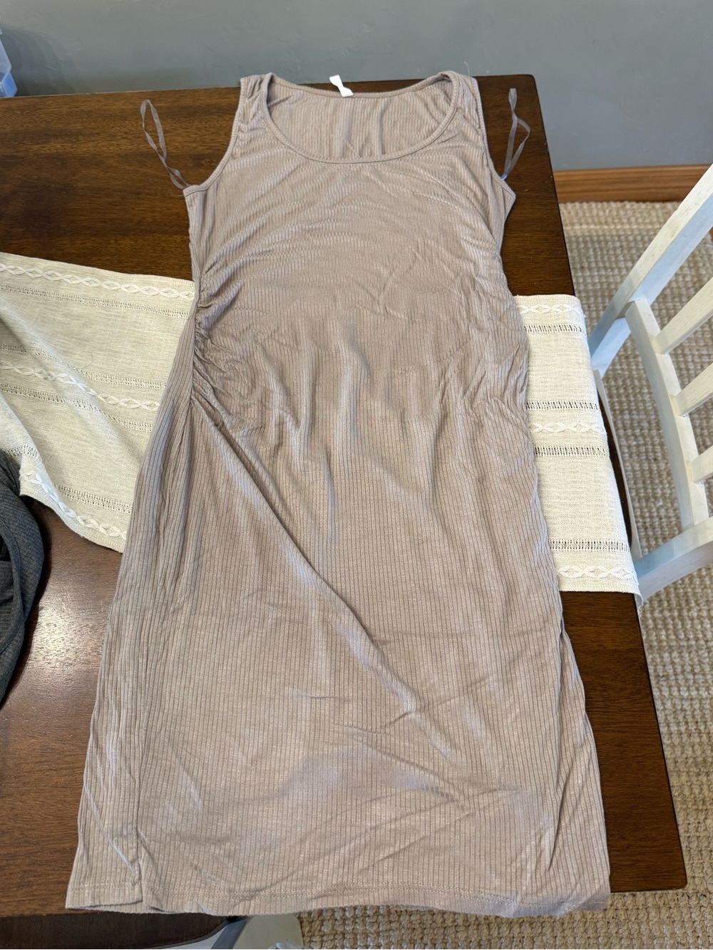 Pinkblush Ribbed Sleeveless Midi Dress in Taupe